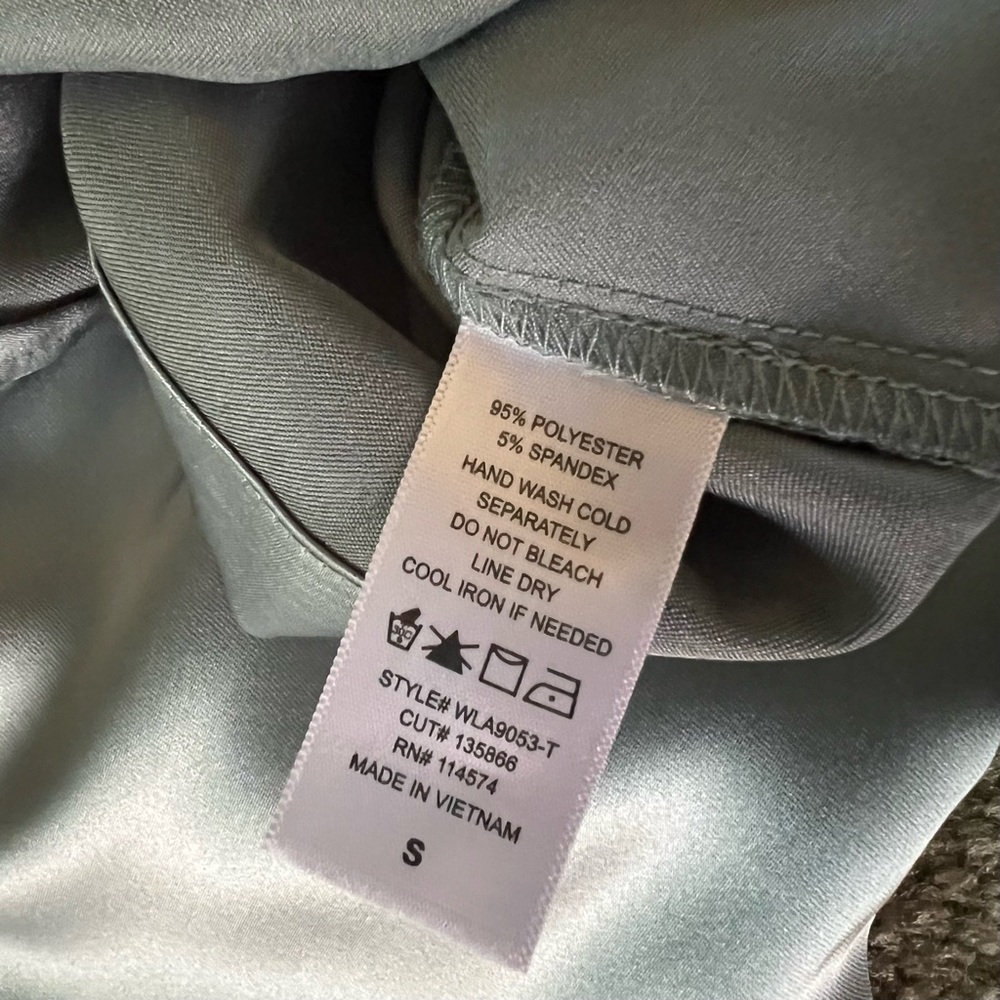 Pleione Satin Cargo Pants Shirt Set Steel Blue - Picture 10 of 10